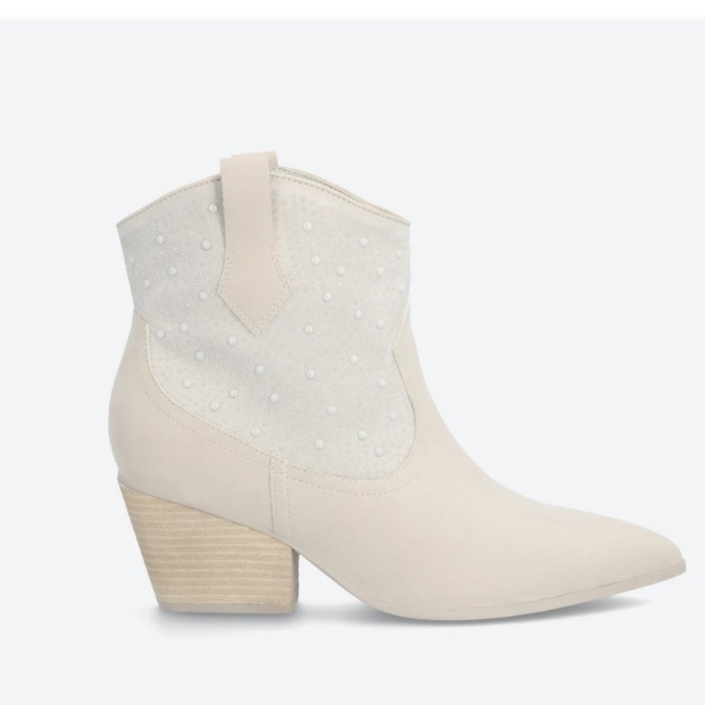 NEW MIA Serennity white pearl cowboy Bootie in cream in size 9.5 - Picture 2 of 8